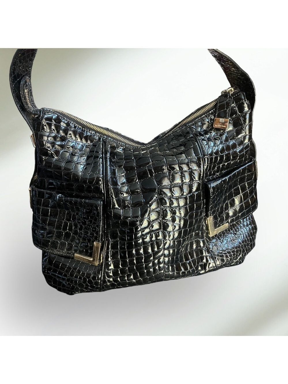 Michael Kors Embossed Croc Black Leather like New beautiful - Picture 10 of 14